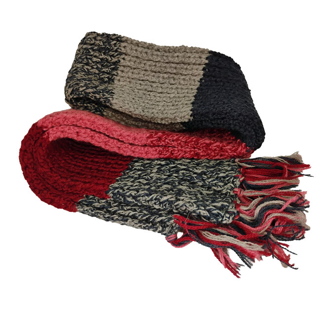 Pink & Grey Striped Scarf