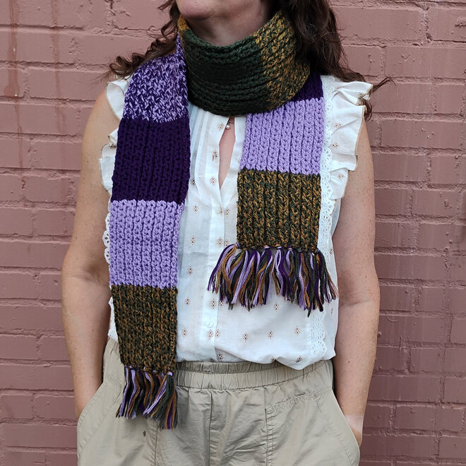 Purple, Green & Yellow Striped Scarf