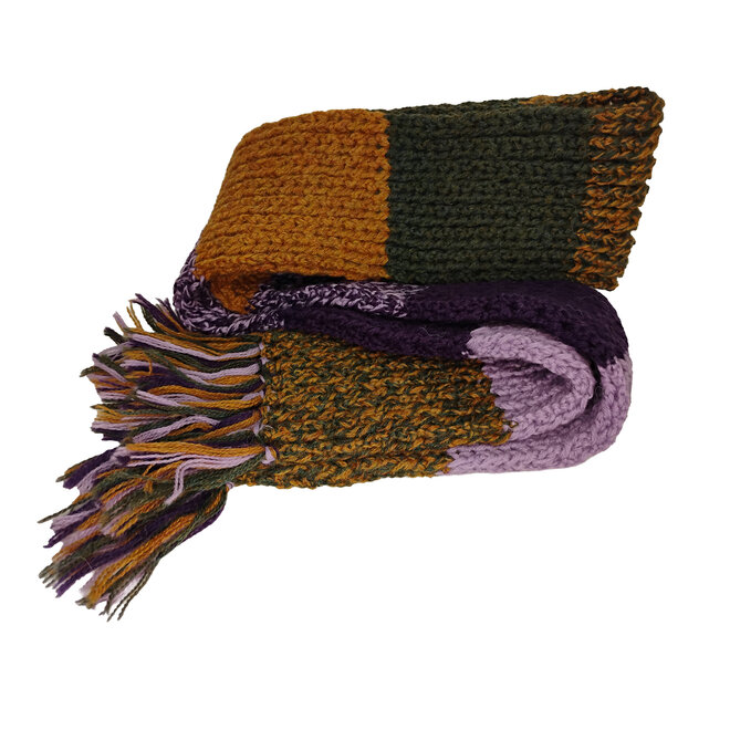 Purple, Green & Yellow Striped Scarf
