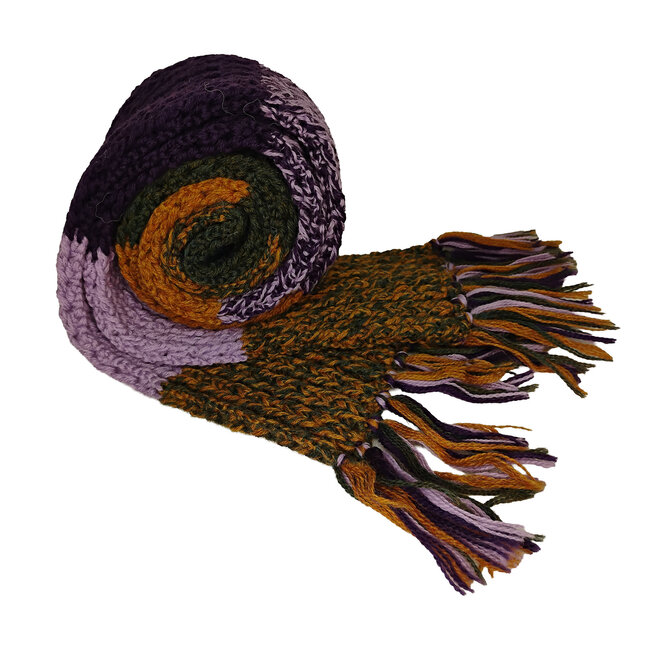 Purple, Green & Yellow Striped Scarf