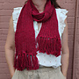 Red Ribbed Scarf With Fringe