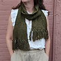 Moss Green Ribbed Scarf With Fringe