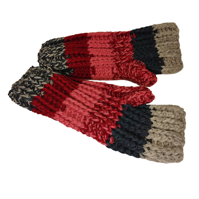 Pink & Grey Striped Cut-Off Mittens