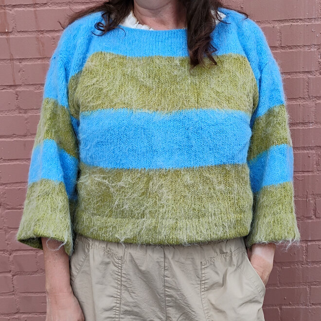 Green & Blue Striped Pullover