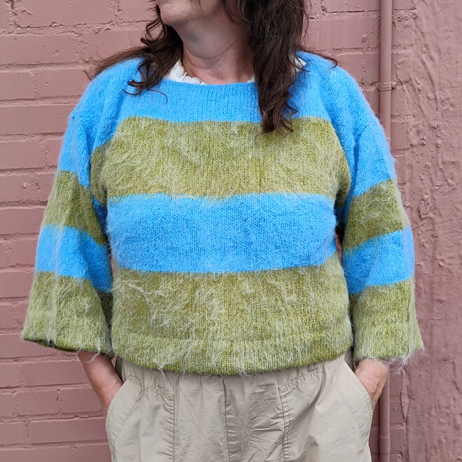 Green & Blue Striped Pullover