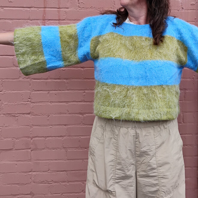 Green & Blue Striped Pullover