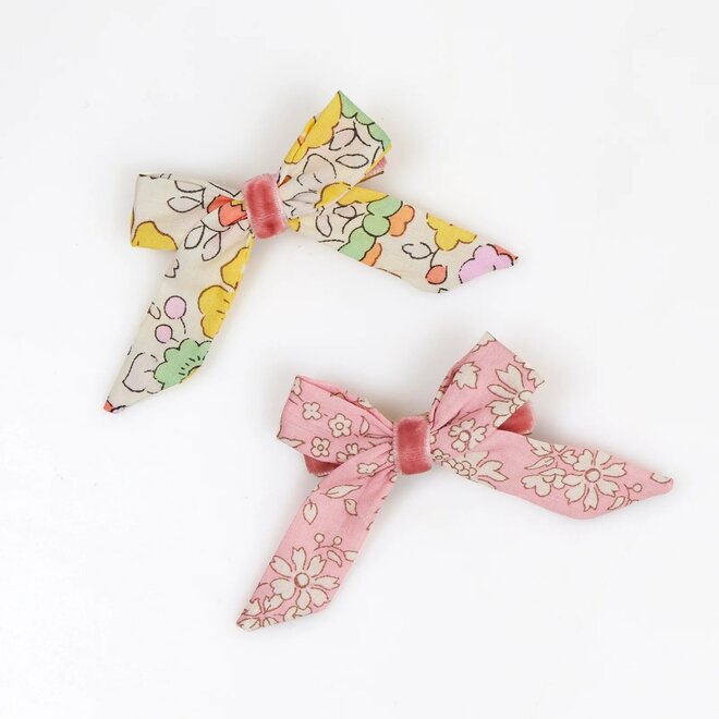 Floral Pattern Bow Hair Clips