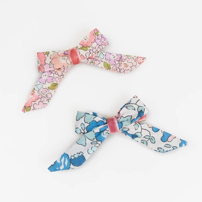 Floral Pattern Bow Hair Clips
