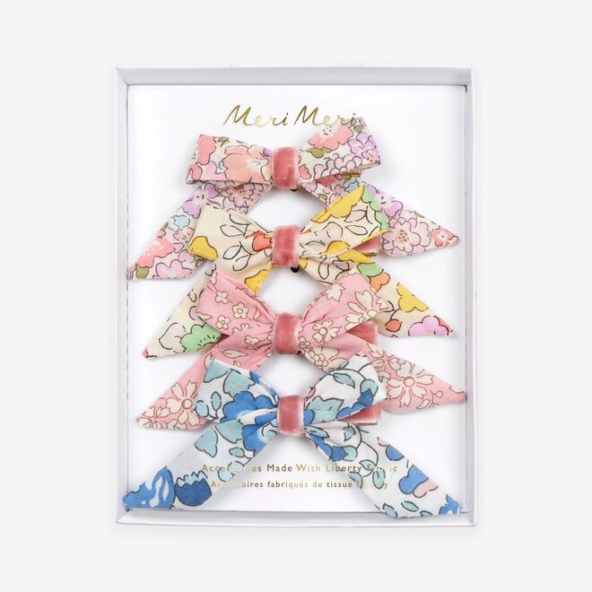 Floral Pattern Bow Hair Clips