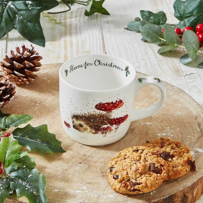 'Home for Christmas' Hedgehog Small Mug