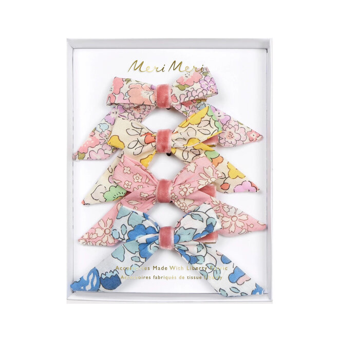 Floral Pattern Bow Hair Clips