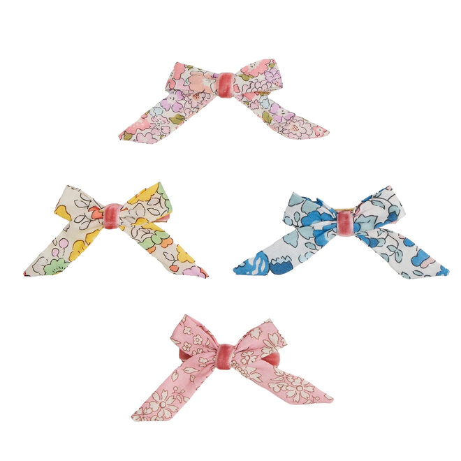 Floral Pattern Bow Hair Clips