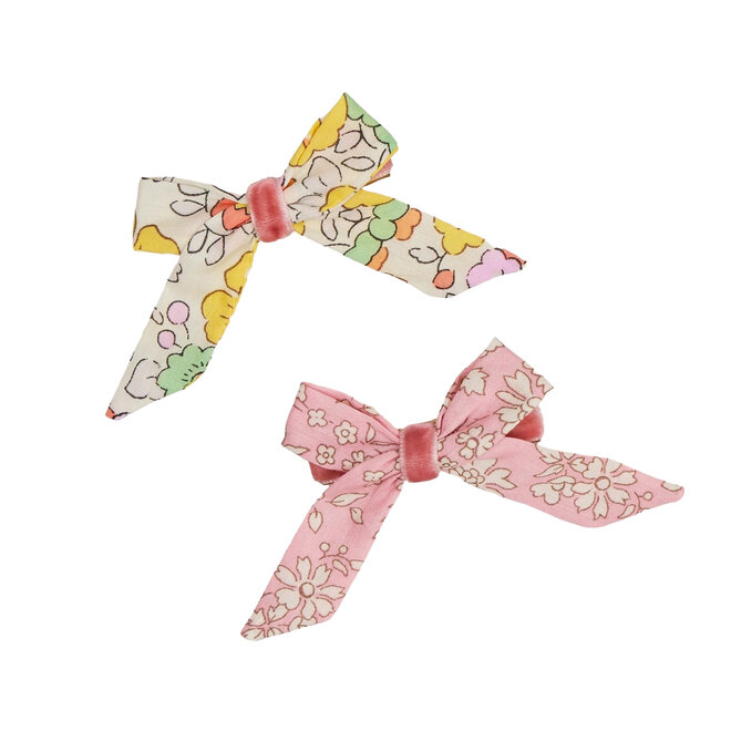 Floral Pattern Bow Hair Clips