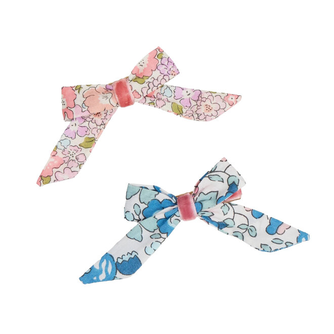 Floral Pattern Bow Hair Clips