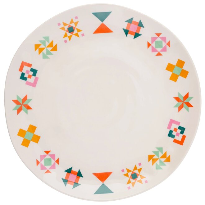 Quilt Blocks Melamine Dinner Plate Set