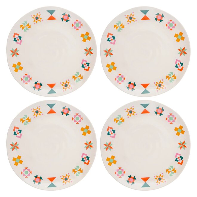 Quilt Blocks Melamine Dinner Plate Set