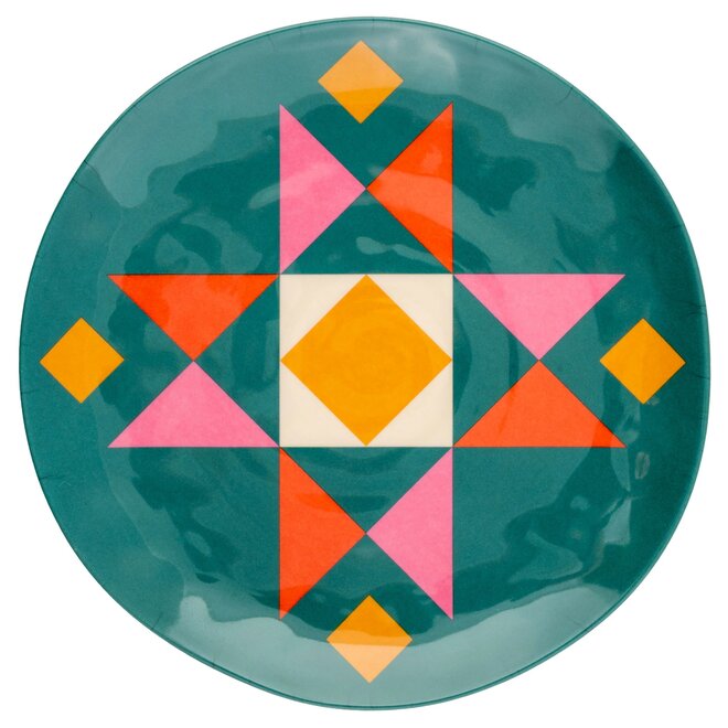 Quilt Blocks Melamine Salad Plate Set