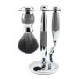 Edwin Jagger Gillette Mach3 Shaving Set (Grey & Chrome, Black Synthetic)