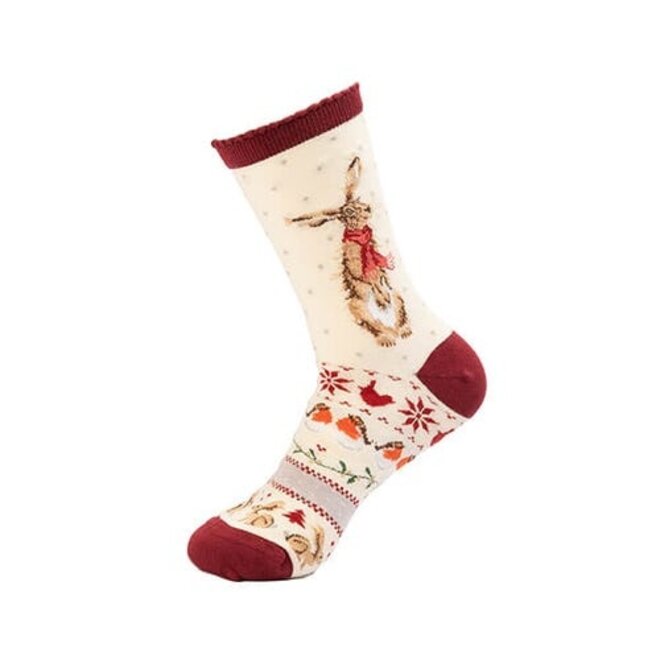 Winter Hare Christmas Socks Size 4–7 **