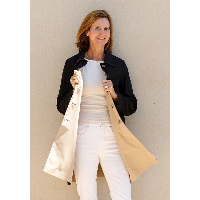 Black & Camel Rain Trench Coat