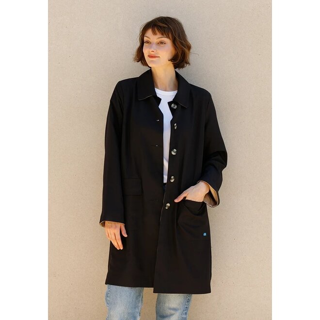 Black & Camel Rain Trench Coat
