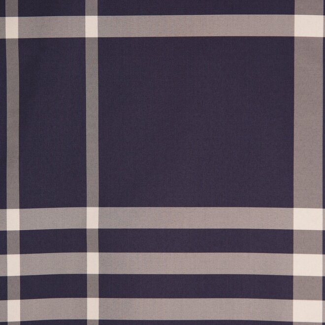 Navy & Navy Plaid Rain Trench Coat
