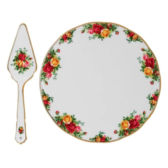 Old Country Roses Tea Cake Plate & Server
