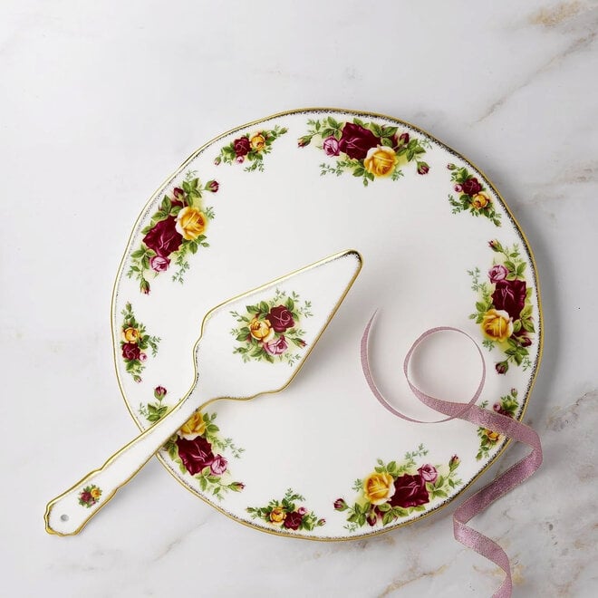 Old Country Roses Tea Cake Plate & Server