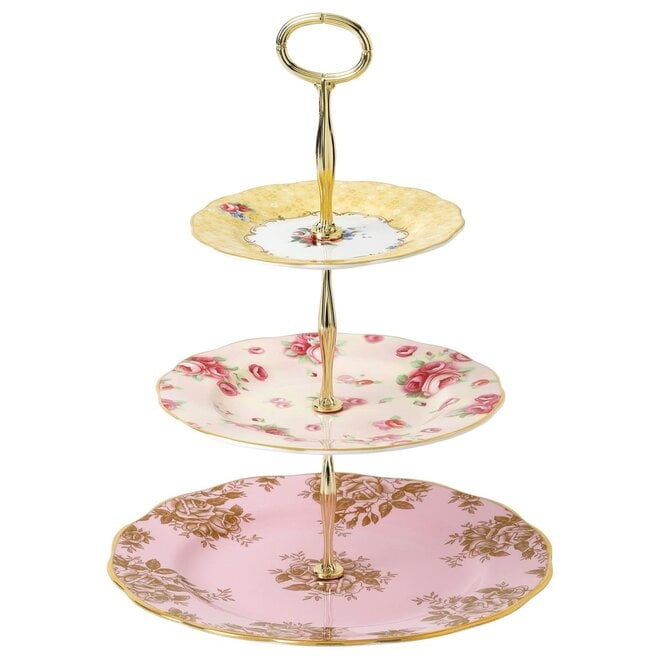100 Years of Royal Albert 3 Tier Cake Stand (Bouquet, Rose Blush & Golden Roses)