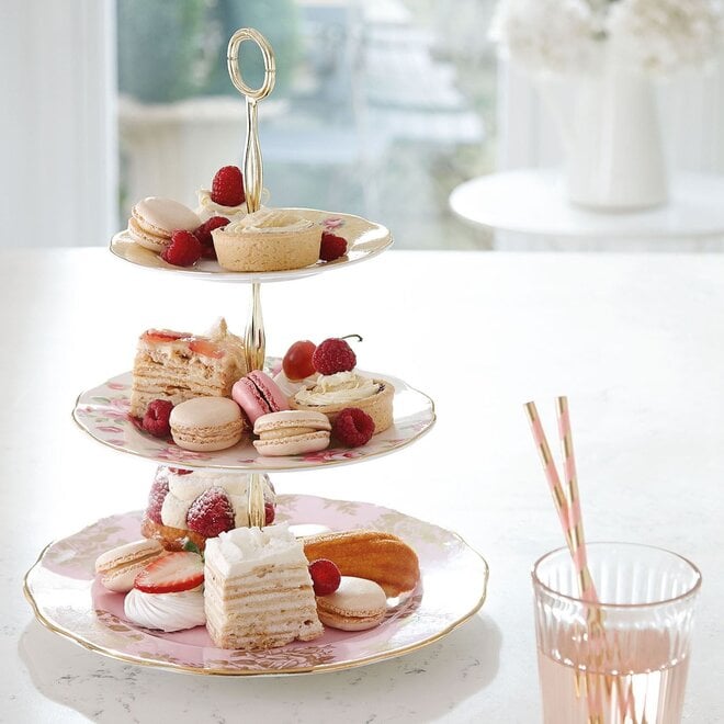 100 Years of Royal Albert 3 Tier Cake Stand (Bouquet, Rose Blush & Golden Roses)