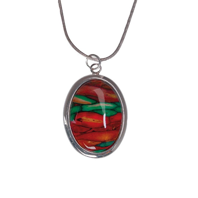 Large Oval Silver-Plated Pendant Necklace