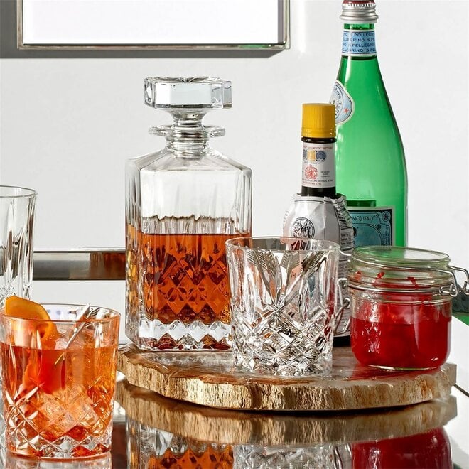 Marquis Markham Double Old Fashioned Glasses & Square Decanter Set
