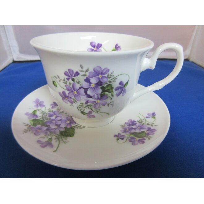Adderley Ceramics Wild Violet Teacup & Saucer