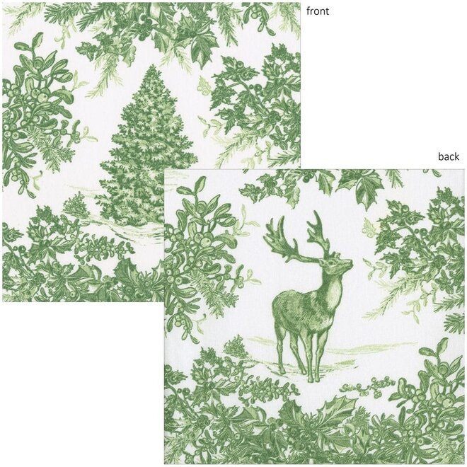 Christmas Tree Toile Sage/White Cocktail Napkins