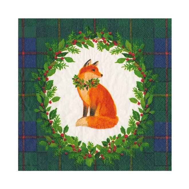 Tartan Fox Blue & Green Luncheon Napkins
