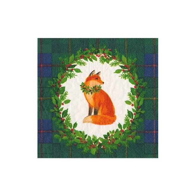 Tartan Fox Blue & Green Cocktail Napkins
