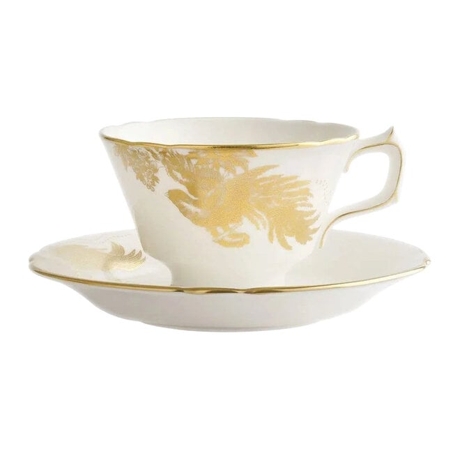 Gold Aves Motif Teacup & Saucer