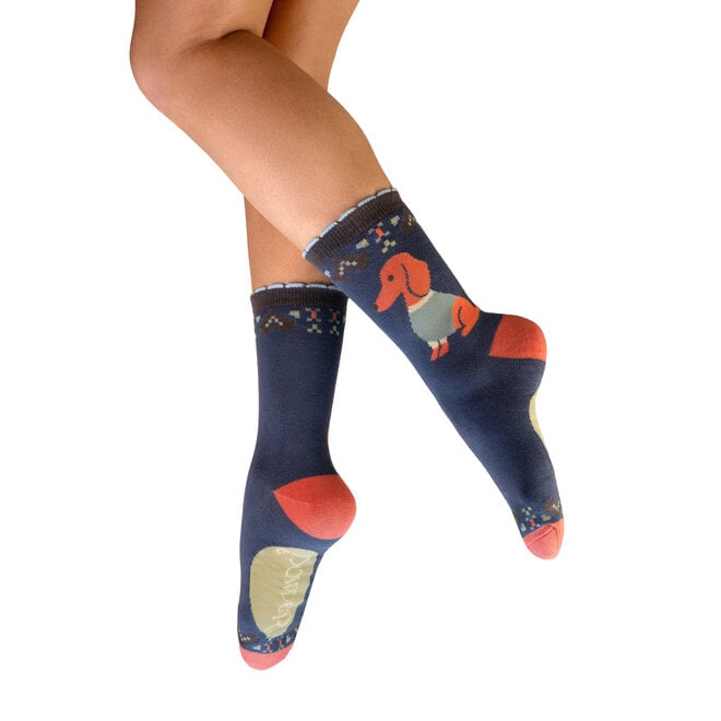 Snuggle Sausage Dogs Denim Women's Ankle Socks