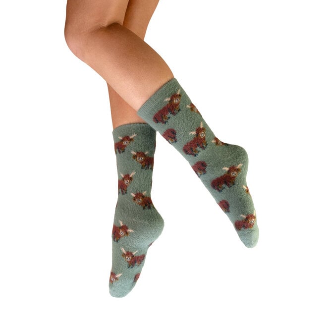 Highland Cow Fuzzy Women's Socks