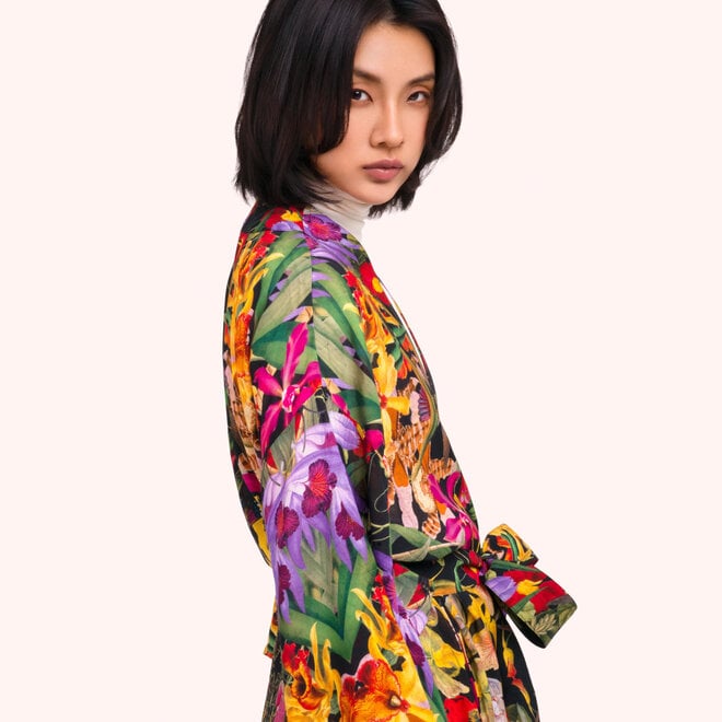 Botanical Kaleidoscope Long Kimono Gown
