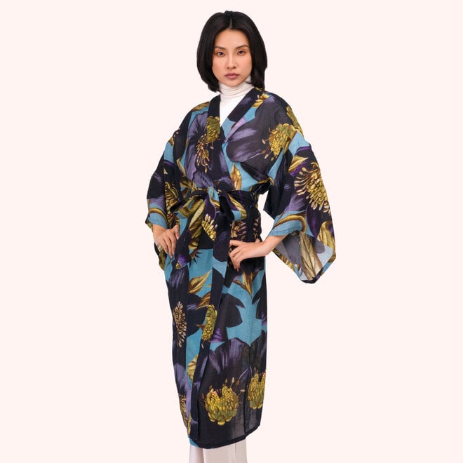 Hellebore Long Kimono Gown