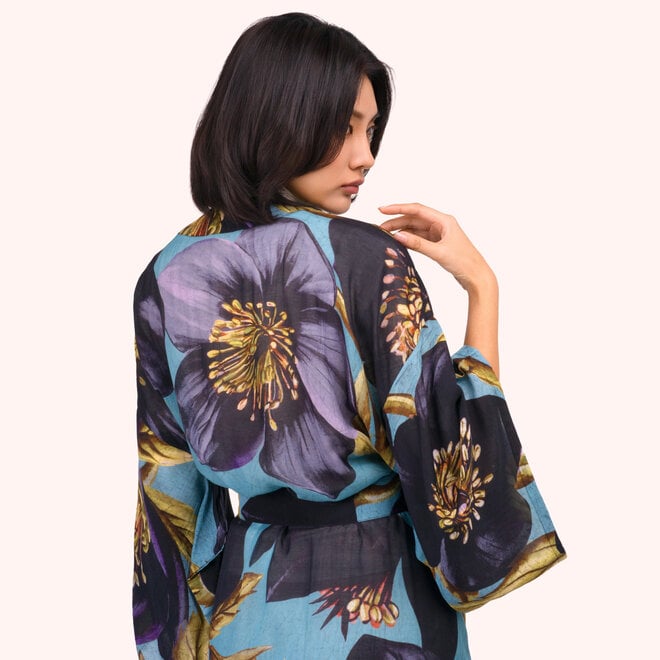 Hellebore Long Kimono Gown