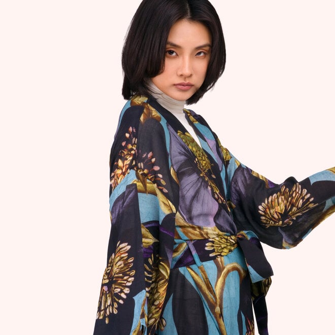 Hellebore Long Kimono Gown