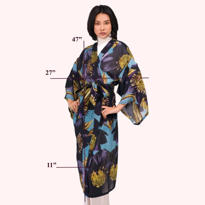 Hellebore Long Kimono Gown
