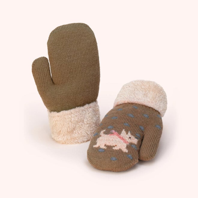 Kids Westie Mittens in Moss