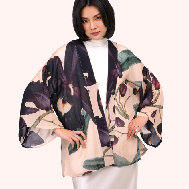 Midnight Orchid Short Kimono Jacket