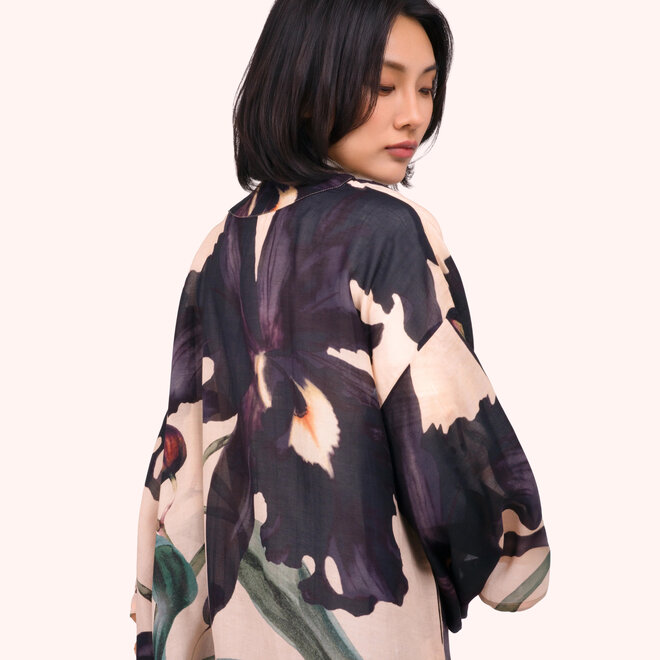 Midnight Orchid Short Kimono Jacket