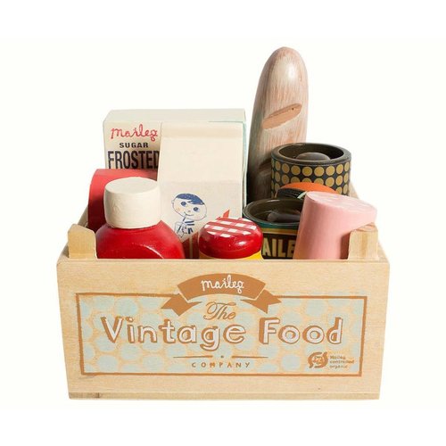 Maileg Maileg Vintage Food in Wooden Grocery Box Maileg Maileg Vintage Food in Wooden Grocery Box