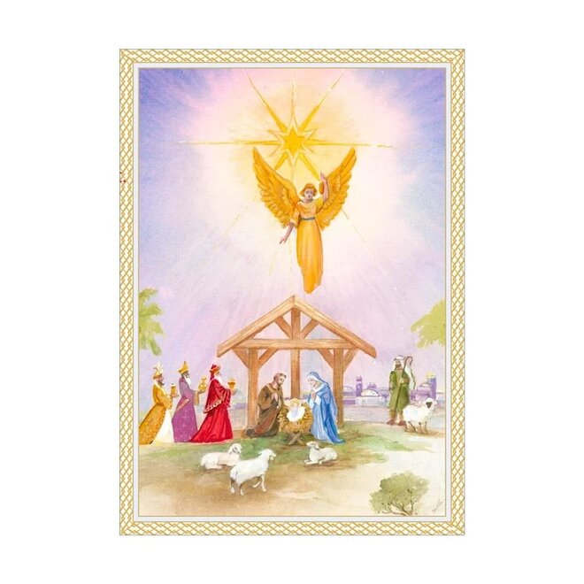 Golden Angel Nativity Boxed Christmas Cards