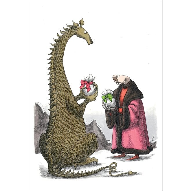 Edward Gorey: Dragon and Man Exchange Gifts Christmas Cards
